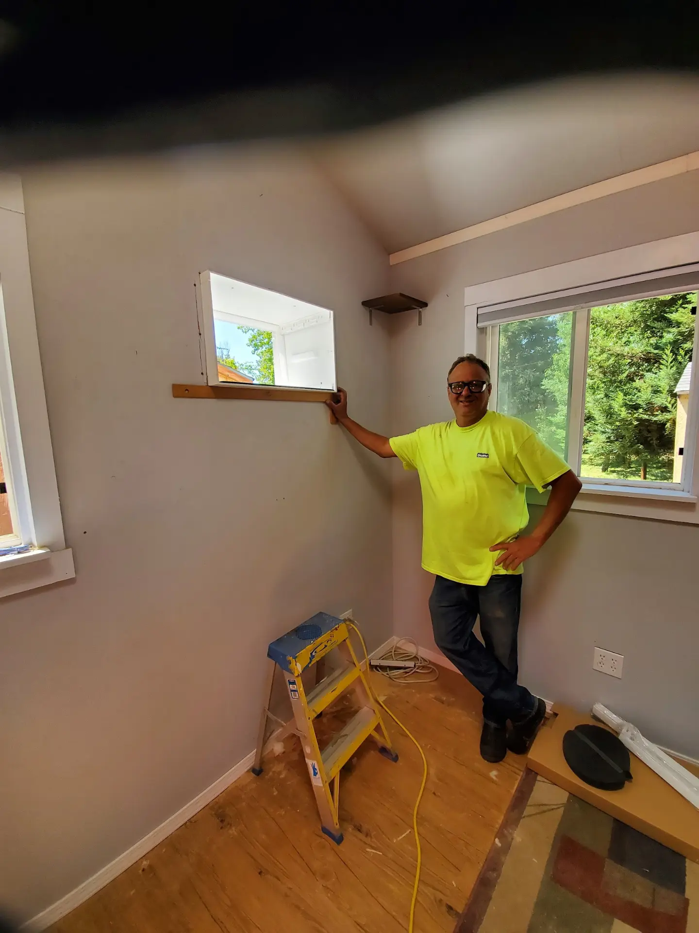 Wall opening to accommodate a wall-mounted A/C unit
