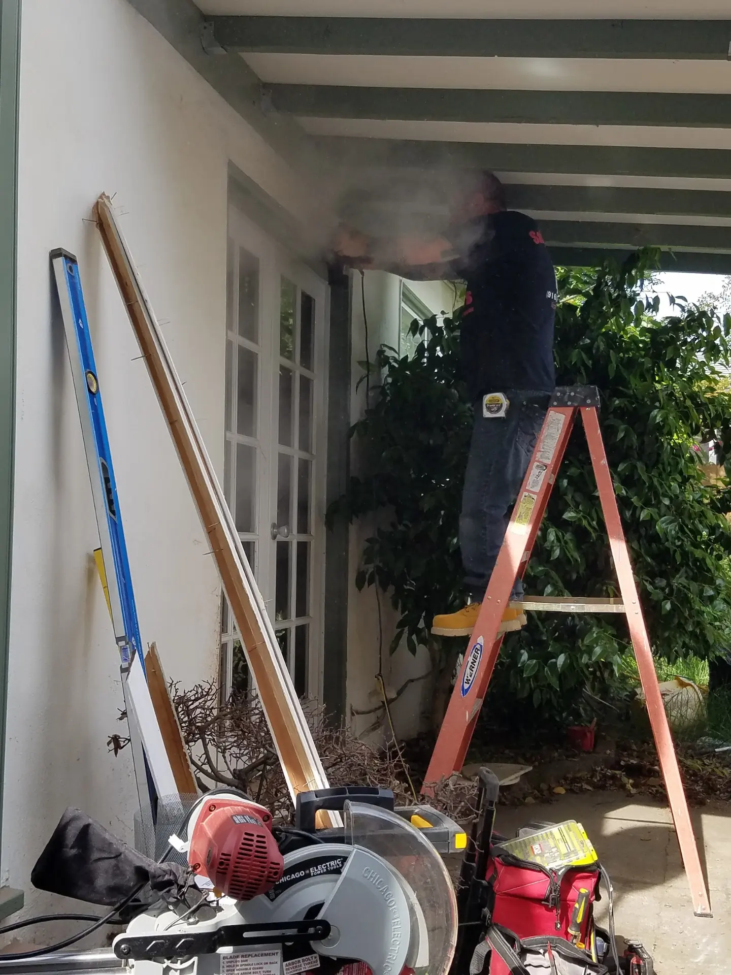 Stucco trimming for new door install